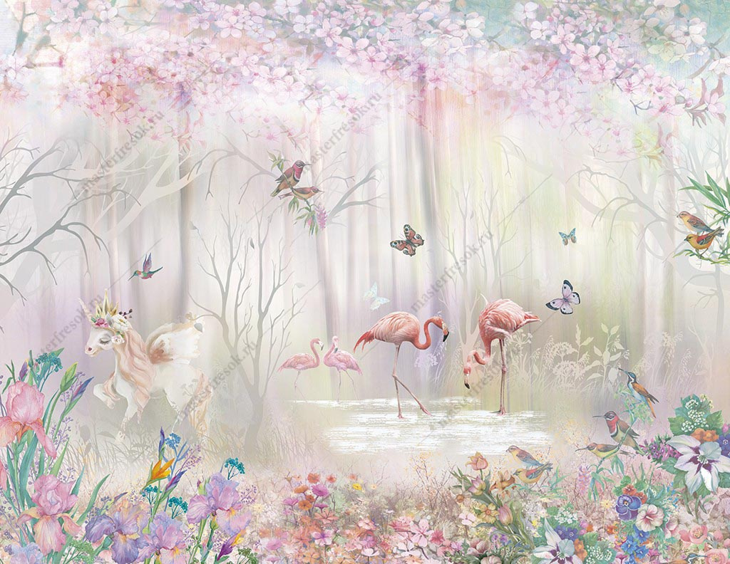 Фотообои Сказочный розовый лес
